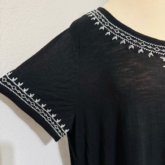 Rafaella Black Bohemian Embroidered Women's Relaxed Fit Lightweight Top Size XL‎ - Picture 5 of 17